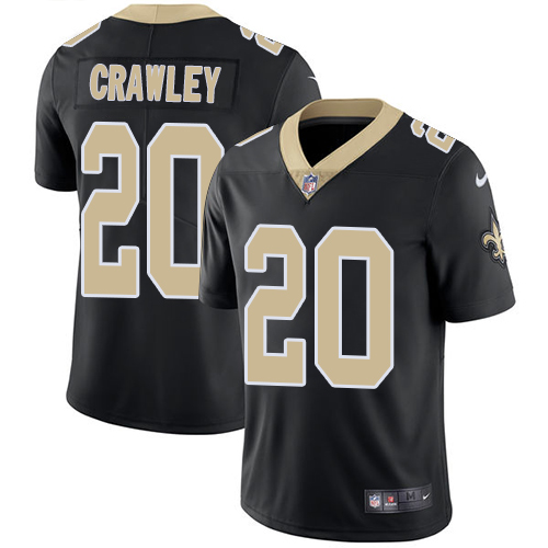 Men's Nike New Orleans Saints #20 Ken Crawley Black Team Color Vapor Untouchable Limited Player NFL Jersey