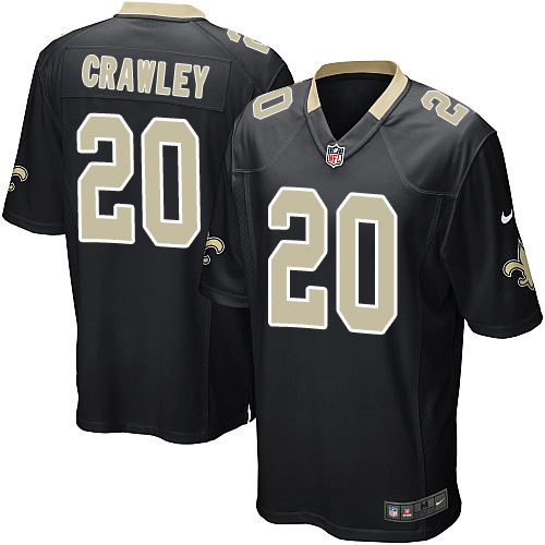 Men's Nike New Orleans Saints #20 Ken Crawley Game Black Team Color NFL Jersey