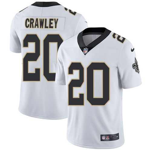 Men's Nike New Orleans Saints #20 Ken Crawley White Vapor Untouchable Limited Player NFL Jersey