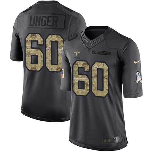 Men's Nike New Orleans Saints #60 Max Unger Limited Black 2016 Salute to Service NFL Jersey