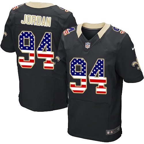 Men's Nike New Orleans Saints #94 Cameron Jordan Elite Black Home USA Flag Fashion NFL Jersey