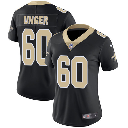 Women's Nike New Orleans Saints #60 Max Unger Black Team Color Vapor Untouchable Limited Player NFL Jersey