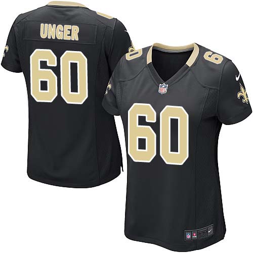 Women's Nike New Orleans Saints #60 Max Unger Game Black Team Color NFL Jersey