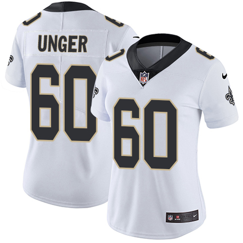 Women's Nike New Orleans Saints #60 Max Unger White Vapor Untouchable Elite Player NFL Jersey