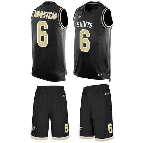 Men's Nike New Orleans Saints #6 Thomas Morstead Limited Black Tank Top Suit NFL Jersey