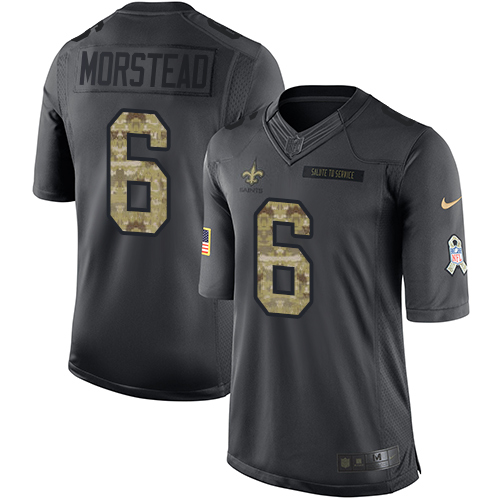 Men's Nike New Orleans Saints #6 Thomas Morstead Limited Black 2016 Salute to Service NFL Jersey