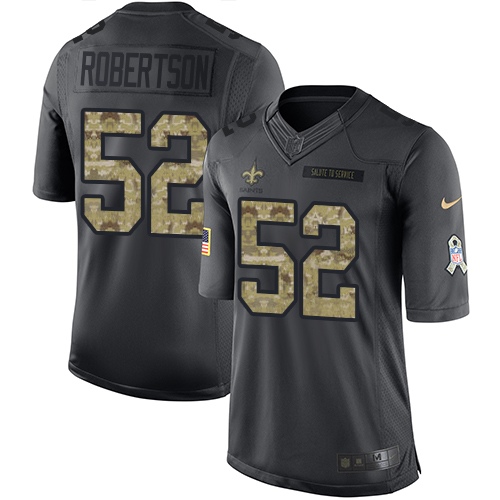 Men's Nike New Orleans Saints #52 Craig Robertson Limited Black 2016 Salute to Service NFL Jersey