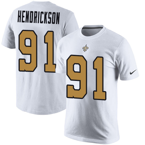 NFL Nike New Orleans Saints #91 Trey Hendrickson White Rush Pride Name & Number T-Shirt
