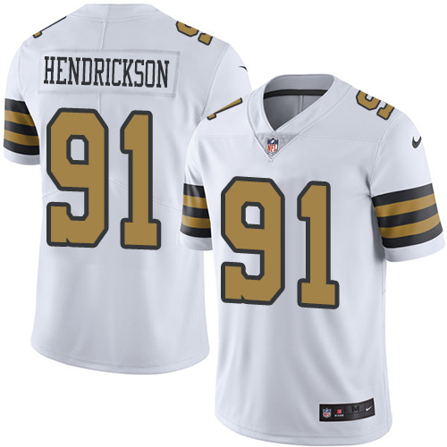 Men's Nike New Orleans Saints #91 Trey Hendrickson Limited White Rush Vapor Untouchable NFL Jersey
