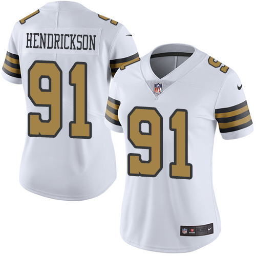 Women's Nike New Orleans Saints #91 Trey Hendrickson Limited White Rush Vapor Untouchable NFL Jersey