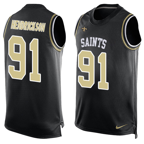 Men's Nike New Orleans Saints #91 Trey Hendrickson Limited Black Player Name & Number Tank Top NFL Jersey