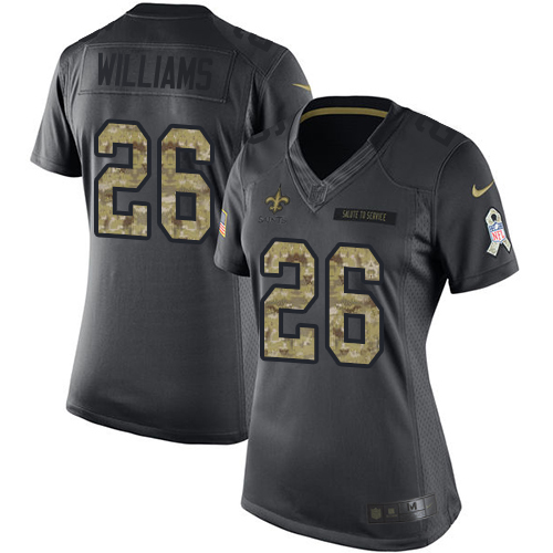 Women's Nike New Orleans Saints #26 P. J. Williams Limited Black 2016 Salute to Service NFL Jersey