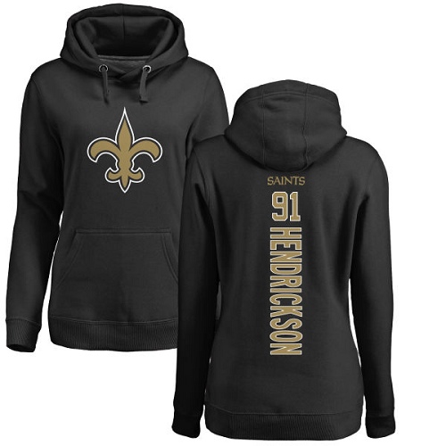 NFL Women's Nike New Orleans Saints #91 Trey Hendrickson Black Backer Pullover Hoodie
