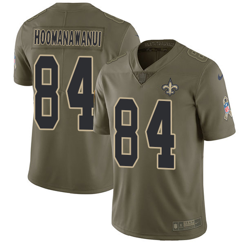 Men's Nike New Orleans Saints #84 Michael Hoomanawanui Limited Olive 2017 Salute to Service NFL Jersey