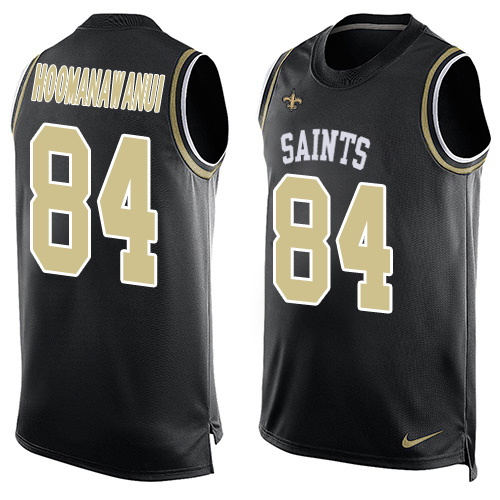 Men's Nike New Orleans Saints #84 Michael Hoomanawanui Limited Black Player Name & Number Tank Top NFL Jersey