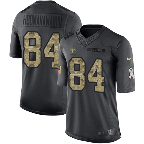 Men's Nike New Orleans Saints #84 Michael Hoomanawanui Limited Black 2016 Salute to Service NFL Jersey