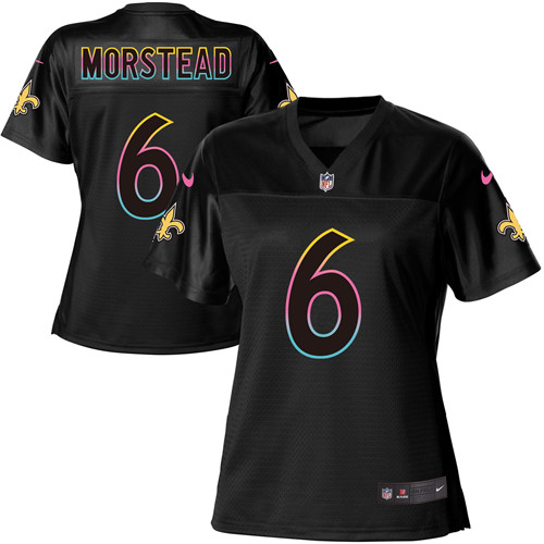 Women's Nike New Orleans Saints #6 Thomas Morstead Game Black Fashion NFL Jersey