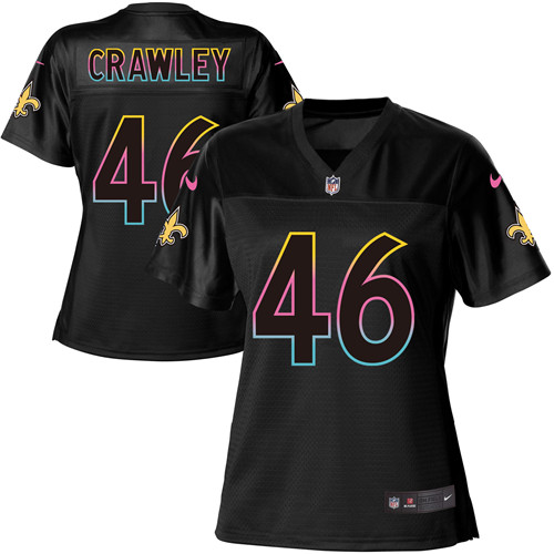 Women's Nike New Orleans Saints #20 Ken Crawley Game Black Fashion NFL Jersey