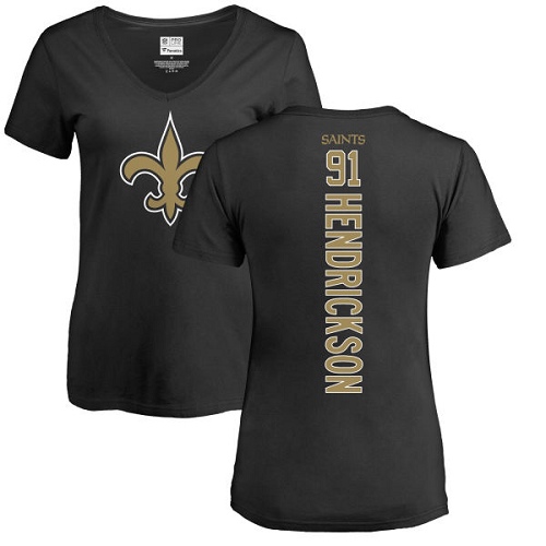 NFL Women's Nike New Orleans Saints #91 Trey Hendrickson Black Backer Slim Fit T-Shirt
