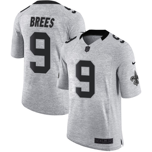 Men's Nike New Orleans Saints #9 Drew Brees Limited Gray Gridiron II NFL Jersey