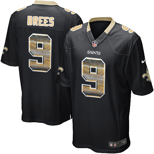 Men's Nike New Orleans Saints #9 Drew Brees Limited Black Strobe NFL Jersey