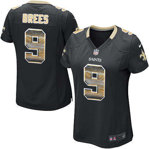 Women's Nike New Orleans Saints #9 Drew Brees Limited Black Strobe NFL Jersey