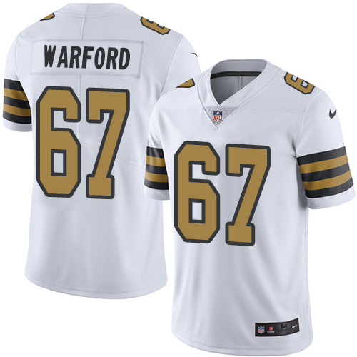 Men's Nike New Orleans Saints #67 Larry Warford Limited White Rush Vapor Untouchable NFL Jersey