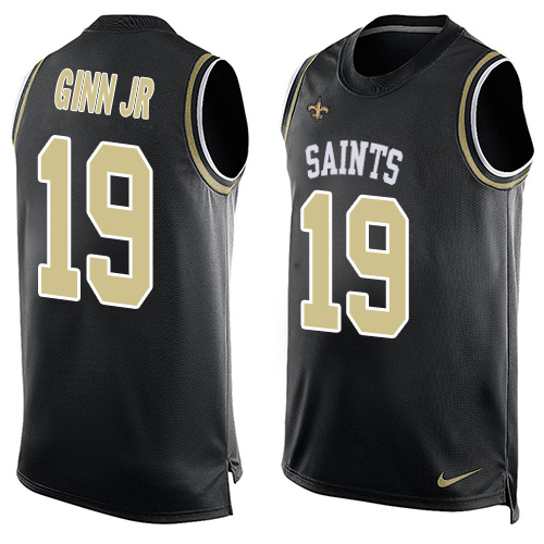 Men's Nike New Orleans Saints #19 Ted Ginn Jr Limited Black Player Name & Number Tank Top NFL Jersey