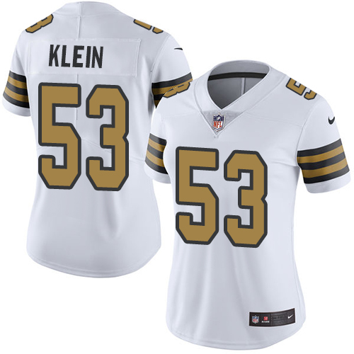 Women's Nike New Orleans Saints #53 A.J. Klein Limited White Rush Vapor Untouchable NFL Jersey