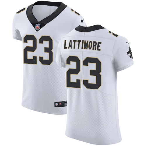 Men's Nike New Orleans Saints #23 Marshon Lattimore White Vapor Untouchable Elite Player NFL Jersey