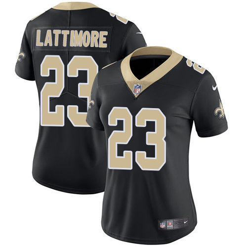 Women's Nike New Orleans Saints #23 Marshon Lattimore Black Team Color Vapor Untouchable Limited Player NFL Jersey