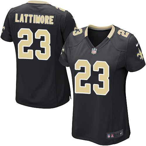 Women's Nike New Orleans Saints #23 Marshon Lattimore Game Black Team Color NFL Jersey