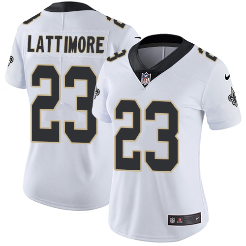Women's Nike New Orleans Saints #23 Marshon Lattimore White Vapor Untouchable Elite Player NFL Jersey
