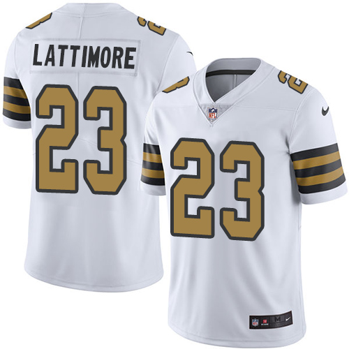 Men's Nike New Orleans Saints #23 Marshon Lattimore Limited White Rush Vapor Untouchable NFL Jersey