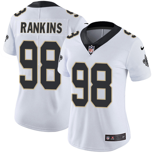 Women's Nike New Orleans Saints #98 Sheldon Rankins White Vapor Untouchable Elite Player NFL Jersey