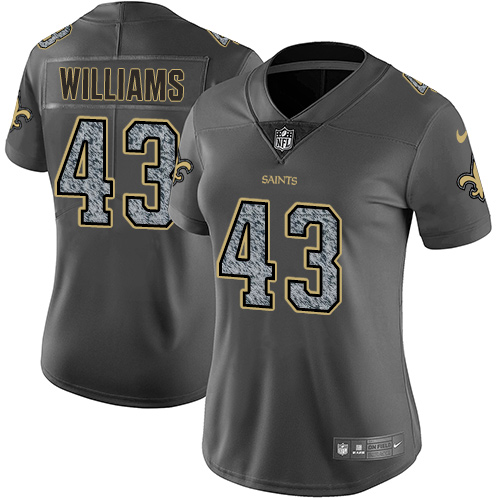 Women's Nike New Orleans Saints #43 Marcus Williams Gray Static Vapor Untouchable Limited NFL Jersey