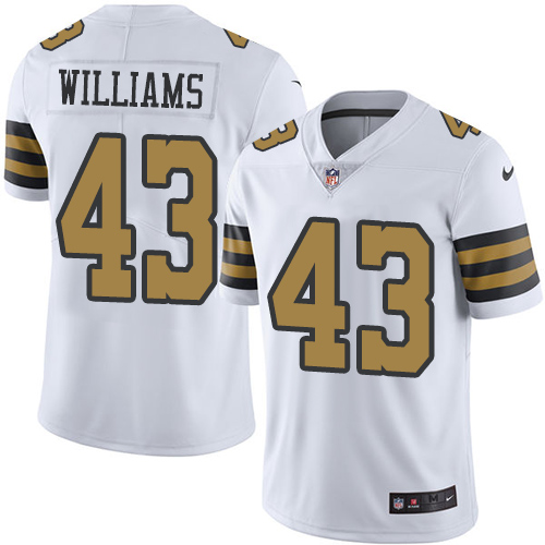 Men's Nike New Orleans Saints #43 Marcus Williams Limited White Rush Vapor Untouchable NFL Jersey
