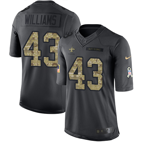 Men's Nike New Orleans Saints #43 Marcus Williams Limited Black 2016 Salute to Service NFL Jersey