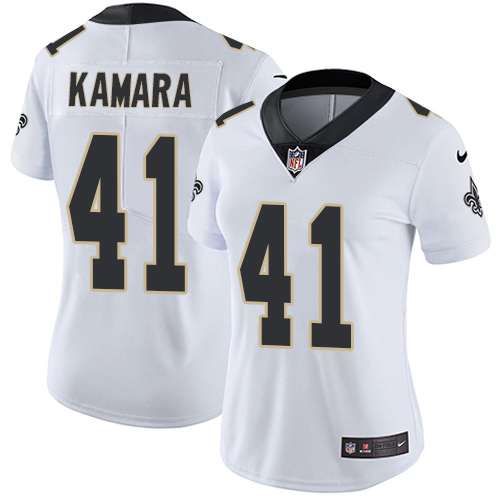 Women's Nike New Orleans Saints #41 Alvin Kamara White Vapor Untouchable Elite Player NFL Jersey