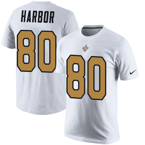 NFL Nike New Orleans Saints #80 Clay Harbor White Rush Pride Name & Number T-Shirt