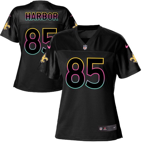 Women's Nike New Orleans Saints #80 Clay Harbor Game Black Fashion NFL Jersey