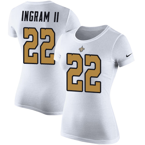 NFL Women's Nike New Orleans Saints #22 Mark Ingram White Rush Pride Name & Number T-Shirt