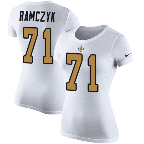 NFL Women's Nike New Orleans Saints #71 Ryan Ramczyk White Rush Pride Name & Number T-Shirt