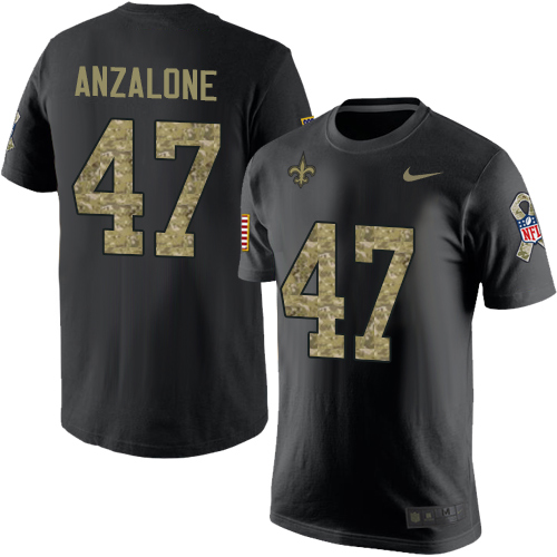NFL Nike New Orleans Saints #47 Alex Anzalone Black Camo Salute to Service T-Shirt