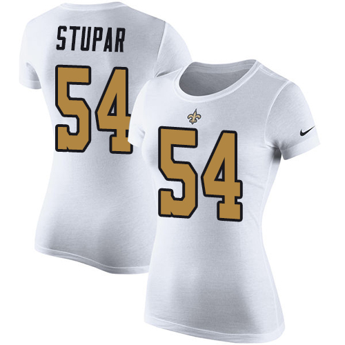 NFL Women's Nike New Orleans Saints #54 Nate Stupar White Rush Pride Name & Number T-Shirt