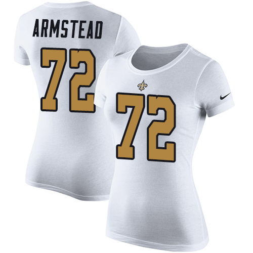 NFL Women's Nike New Orleans Saints #72 Terron Armstead White Rush Pride Name & Number T-Shirt