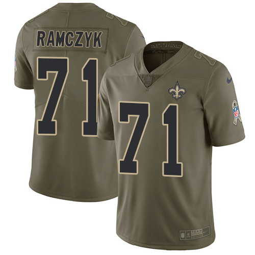 Men's Nike New Orleans Saints #71 Ryan Ramczyk Limited Olive 2017 Salute to Service NFL Jersey