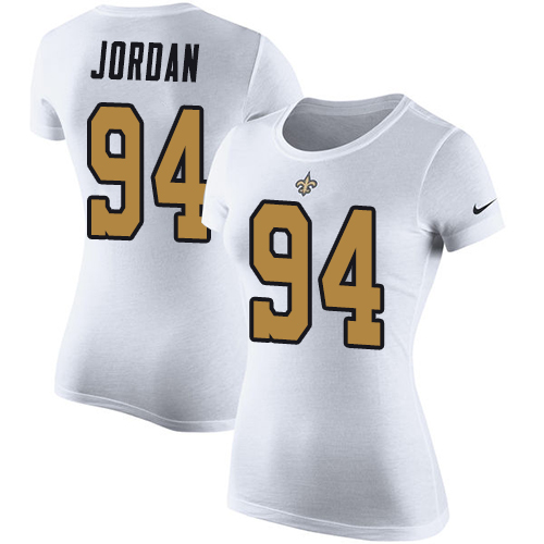 NFL Women's Nike New Orleans Saints #94 Cameron Jordan White Rush Pride Name & Number T-Shirt