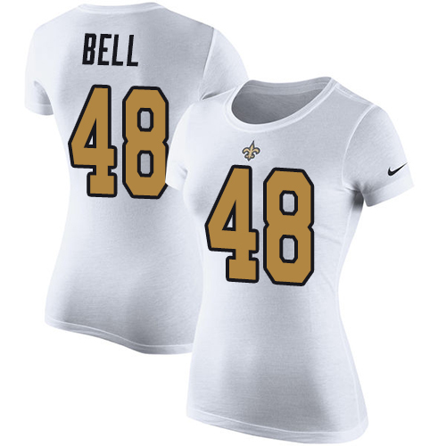 NFL Women's Nike New Orleans Saints #48 Vonn Bell White Rush Pride Name & Number T-Shirt