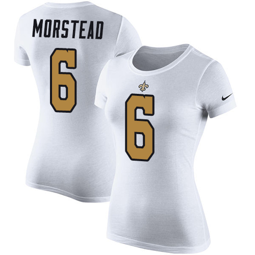 NFL Women's Nike New Orleans Saints #6 Thomas Morstead White Rush Pride Name & Number T-Shirt
